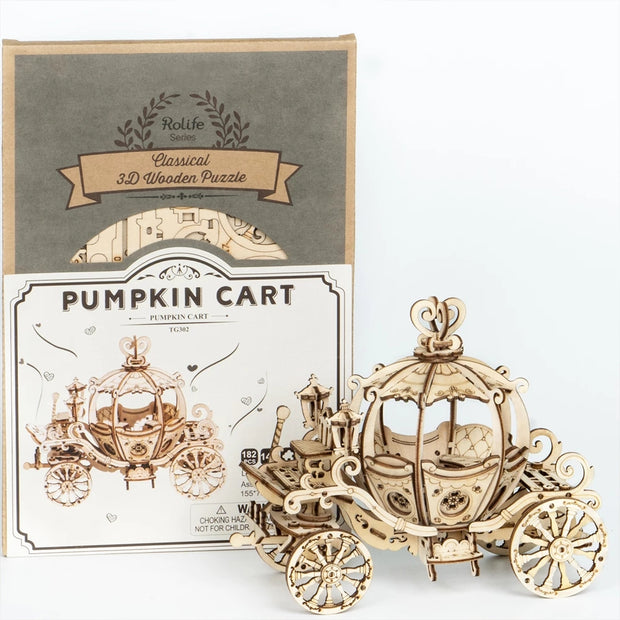 Pumpkin Cart Model 3D Wooden Puzzle Games Assembly