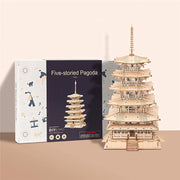 Puzzle 3D in legno Pagoda a cinque piani