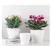 Plastic Resin Thickened Vertical Stripes Green Plant Pot Colorful Round Flower Pot