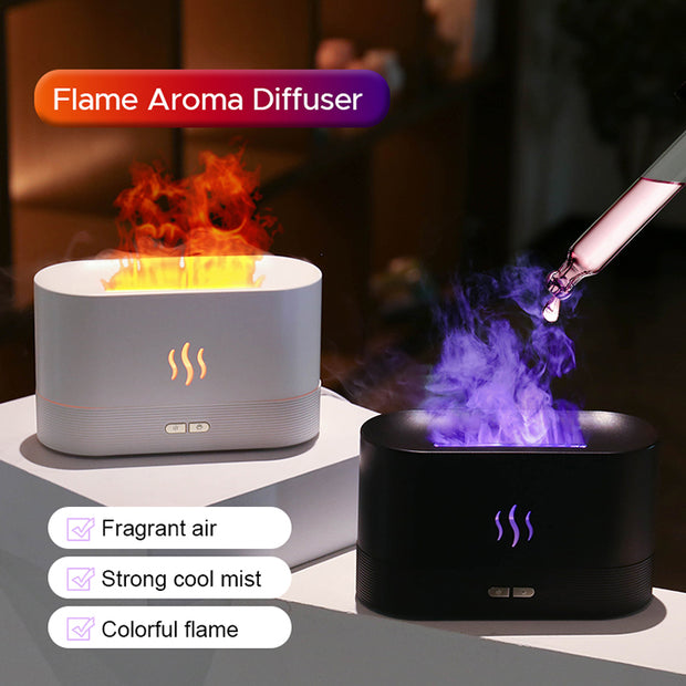 Umidificatore a fiamma ultrasonica Diffusore di aromi a fiamma di fuoco colorato