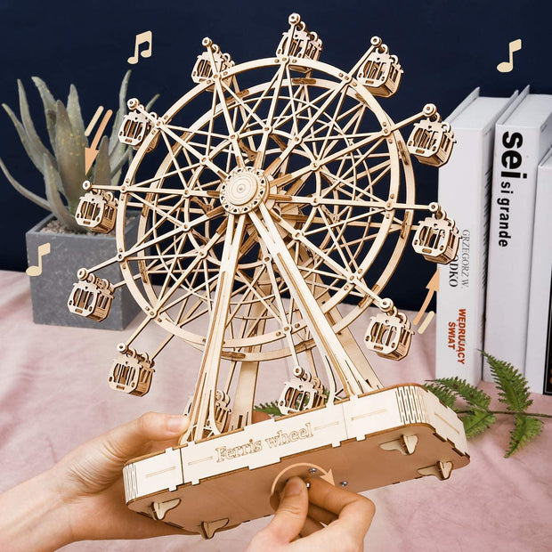 Wooden Rotatable Ferris Wheel Model With Playing Music