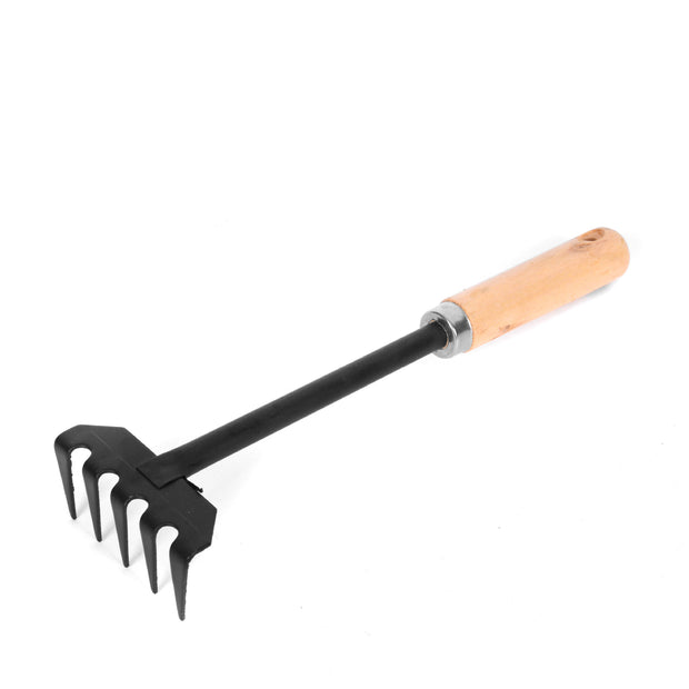 Garden Garden Tools Wooden Handle Rake Five Tooth Rake