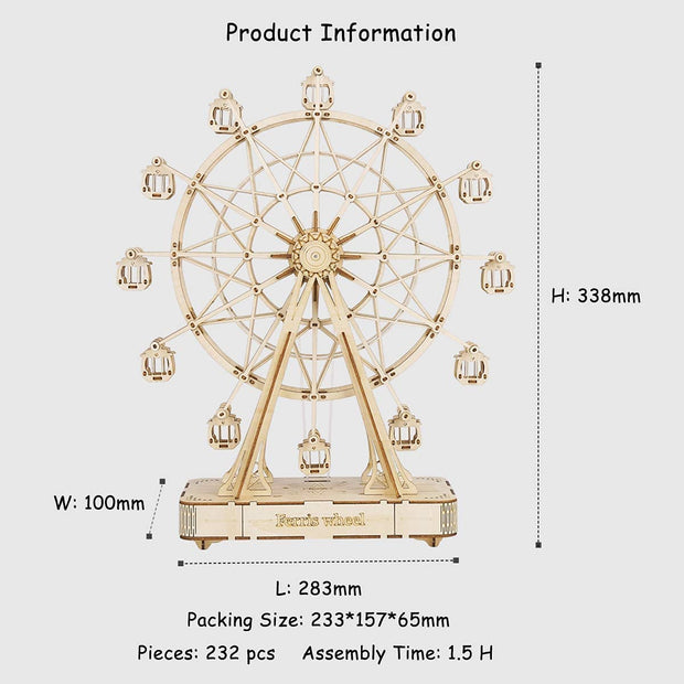 Wooden Rotatable Ferris Wheel Model With Playing Music