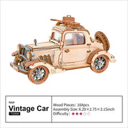 Rolife Vintage Car Model 3D Wooden Puzzle