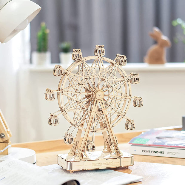 Wooden Rotatable Ferris Wheel Model With Playing Music