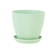 Plastic Resin Thickened Vertical Stripes Green Plant Pot Colorful Round Flower Pot