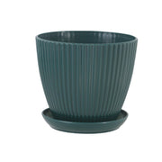 Plastic Resin Thickened Vertical Stripes Green Plant Pot Colorful Round Flower Pot