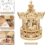 Carousel Waltz Rotating - Romantic Carousel 3D Wooden Puzzles