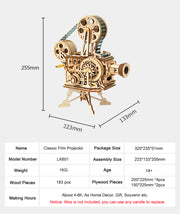 Proiettore cinematografico classico Puzzle 3D in legno