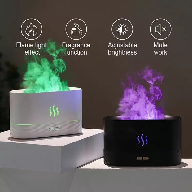 Ultrasonic Flame Humidifier Colorful  Fire Flame Aroma Diffuser