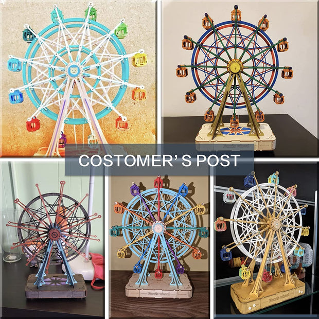 Wooden Rotatable Ferris Wheel Model With Playing Music