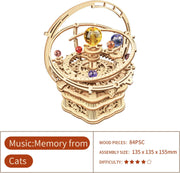 Rotating Starry Night Mechanical Music Box 3D Wooden Puzzle