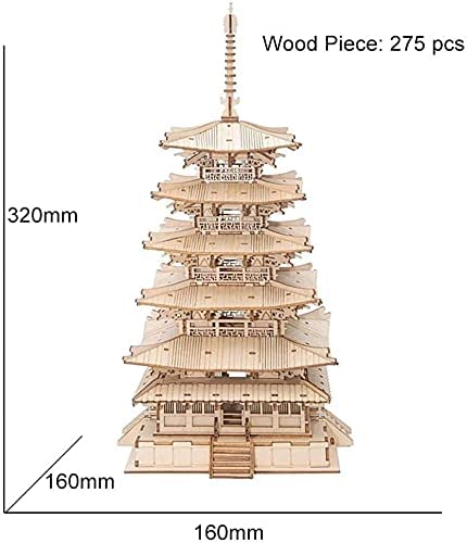 Fünfstöckige Pagode 3D Holzpuzzle