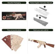 Automatic Rifle AK-47 3D Wooden Assembly