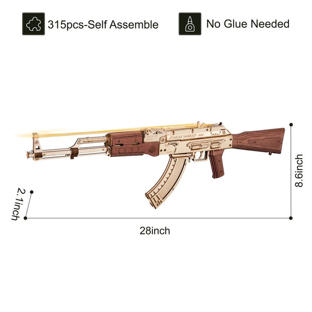 Automatic Rifle AK-47 3D Wooden Assembly