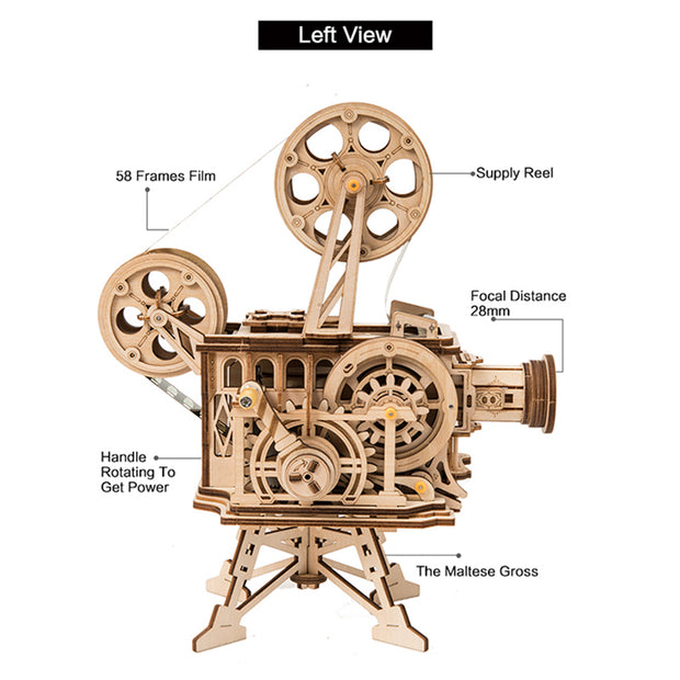 Proiettore cinematografico classico Puzzle 3D in legno