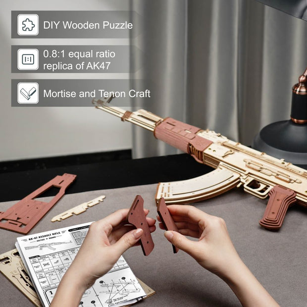 Automatic Rifle AK-47 3D Wooden Assembly