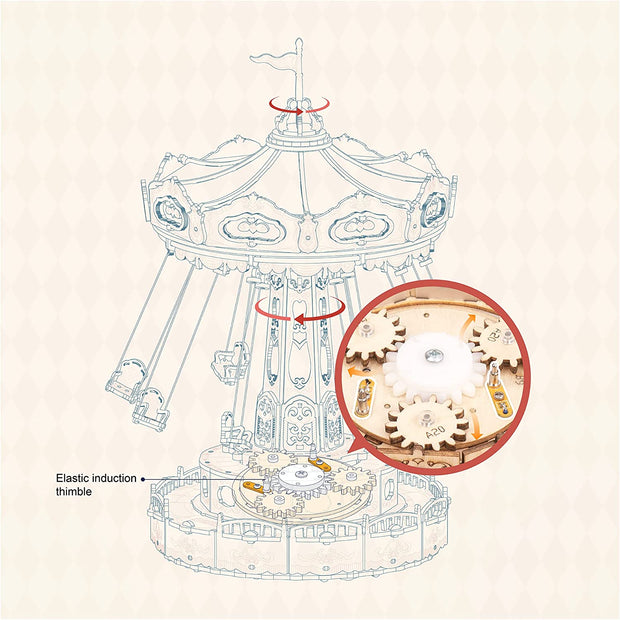 Magic Amusement Park Swing Ride Puzzle in legno 3D