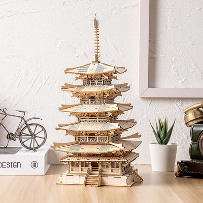 Puzzle 3D in legno Pagoda a cinque piani