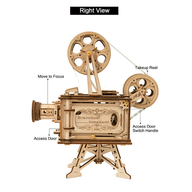 Proiettore cinematografico classico Puzzle 3D in legno