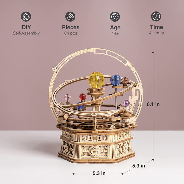 Rotierende mechanische Spieluhr „Sternennacht“ 3D-Holzpuzzle