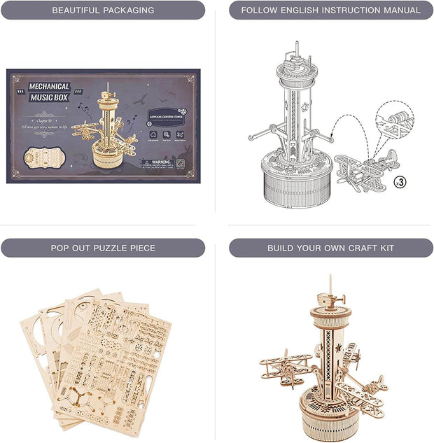 Flugzeug-Kontrollturm-Holzpuzzle für Erwachsene