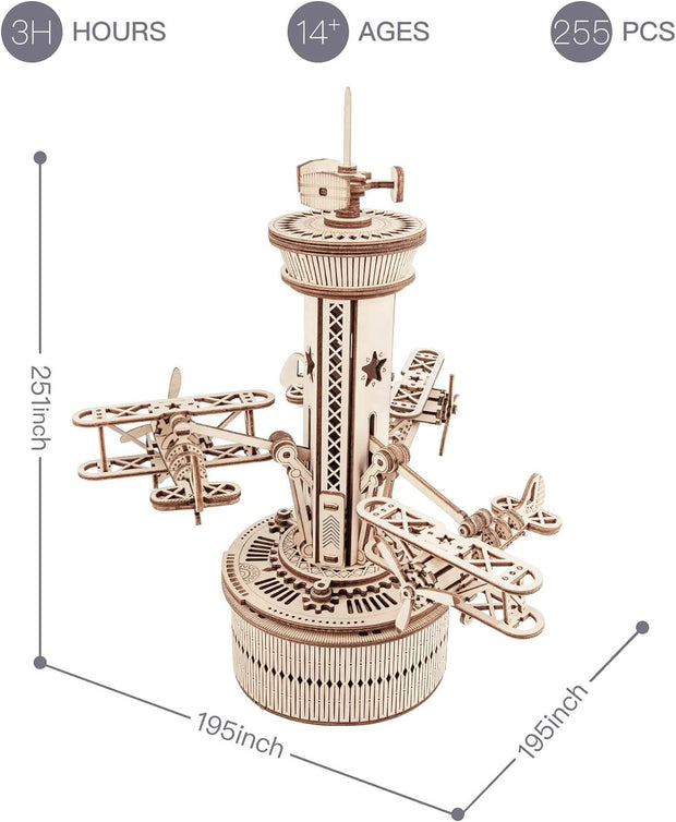 Flugzeug-Kontrollturm-Holzpuzzle für Erwachsene