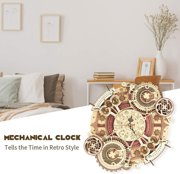 Time Art Zodiac Wall Clock 3D Wooden Puzzle