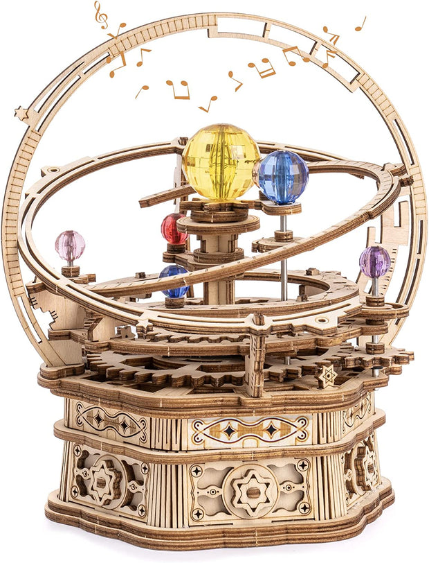 Rotating Starry Night Mechanical Music Box 3D Wooden Puzzle