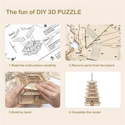 Fünfstöckige Pagode 3D Holzpuzzle